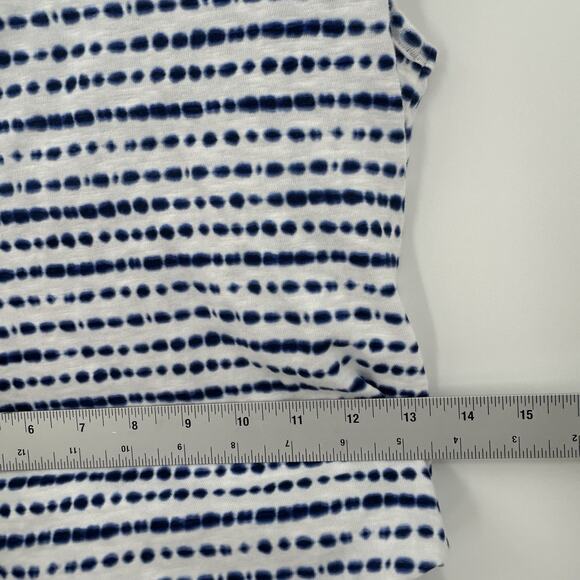 Talbots Dress Women's Small Cinch Waist Striped White Cotton Blue Dot Line - Picture 6 of 10